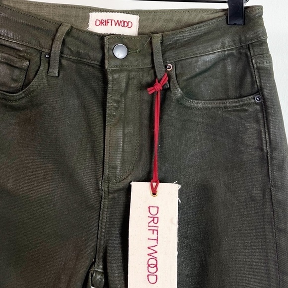 NWT Driftwood Jackie Coated Skinny Jeans in Dark Olive Green - Picture 4 of 6